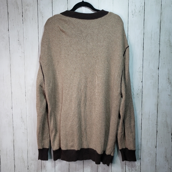 A. Tiziano Men's V-Neck Cotton/Wool Sweater Tan - Picture 3 of 6